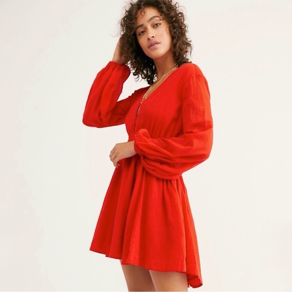 RARE ⚡️ NWT NEW W TAGS FREE PEOPLE FORMENTERA RED BACKLESS PLUNGE MINI DRESS HOT - Picture 6 of 15